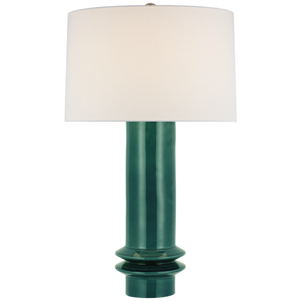 Madge Medium Table Lamp-Visual Comfort-VISUAL-PCD 3603EGC-L-Table LampsEmerald Crackle with Linen Shade-1-France and Son