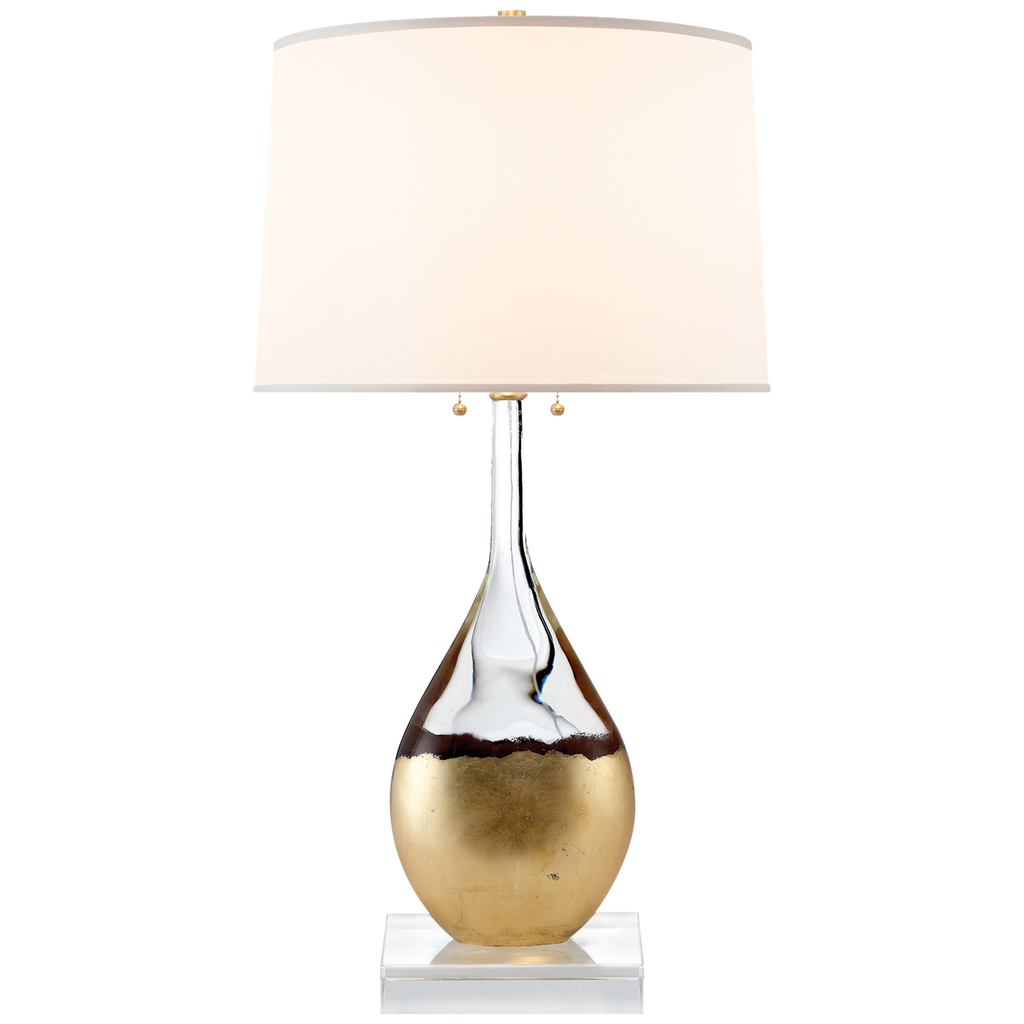 Janice Table Lamp in Crystal and Gild with Silk Shade-Visual Comfort-VISUAL-SK 3905CG-S-Table Lamps-1-France and Son