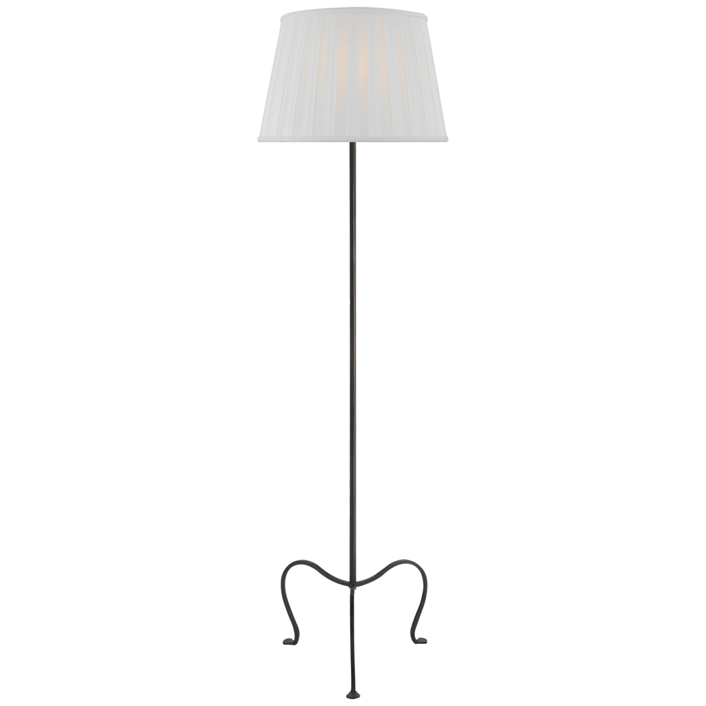 Atlana Petite Tri-Leg Floor Lamp with Silk Box Pleat Shade-Visual Comfort-VISUAL-SP 1009GI-SBP-Floor LampsGilded Iron-1-France and Son