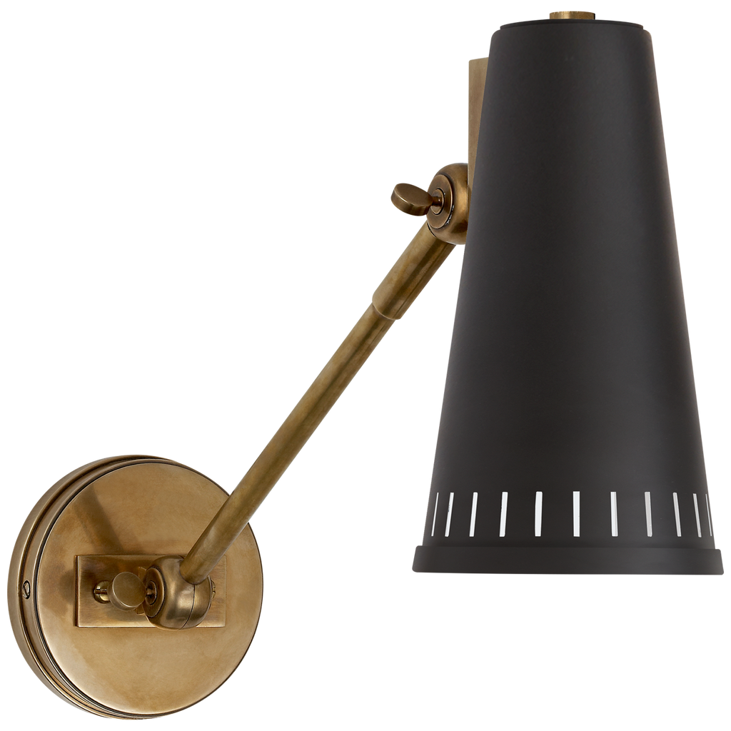 Antonio Adjustable Wall Lamp-Visual Comfort-VISUAL-TOB 2065HAB-AW-Wall LightingOne Arm-Hand-Rubbed Antique Brass-Antique White-1-France and Son