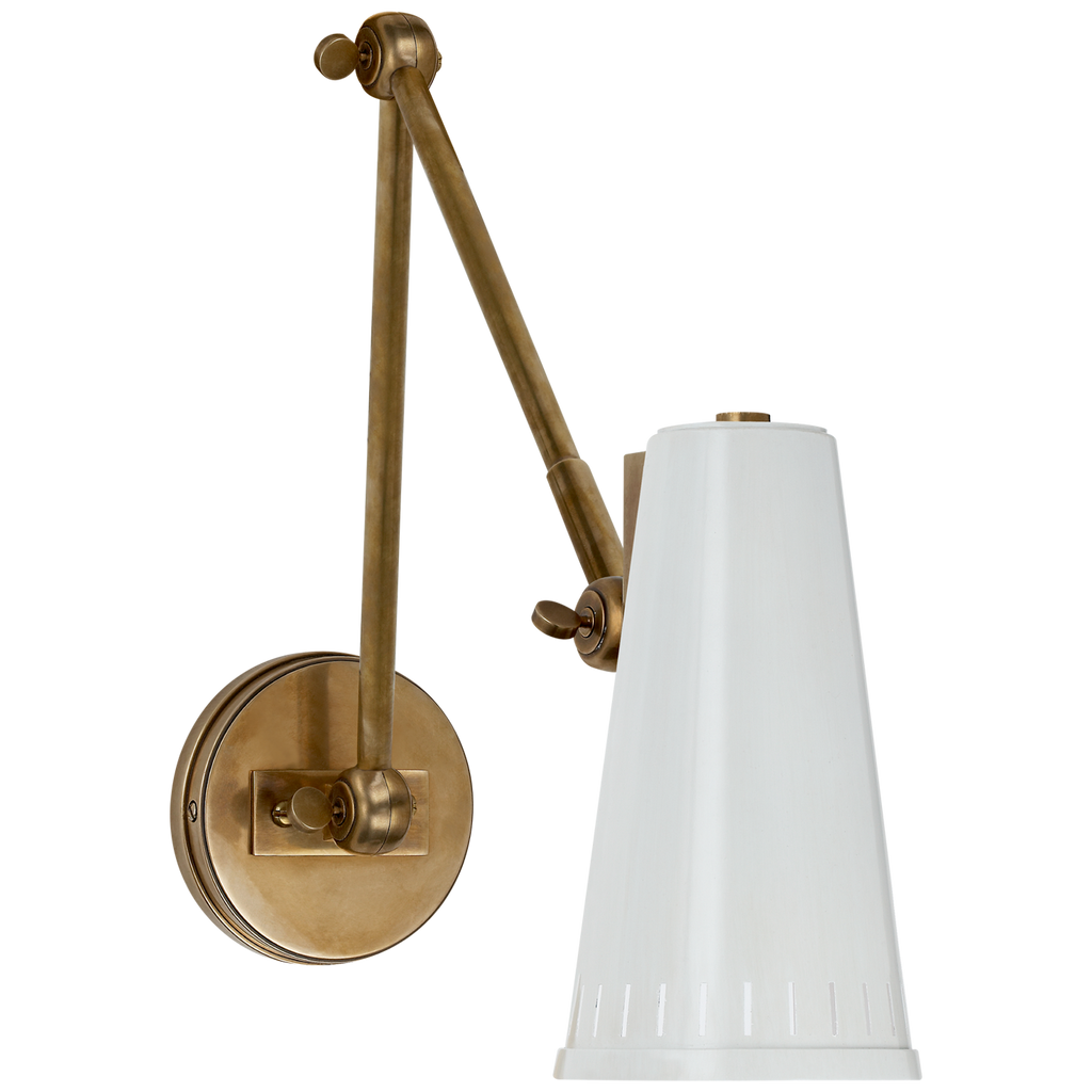 Antonio Adjustable Wall Lamp-Visual Comfort-VISUAL-TOB 2065HAB-AW-Wall LightingOne Arm-Hand-Rubbed Antique Brass-Antique White-1-France and Son