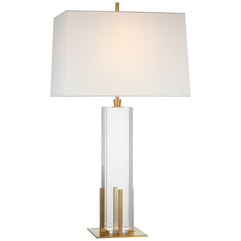 Grace Large Table Lamp-Visual Comfort-VISUAL-TOB 3920CG/HAB-L-Table LampsCrystal and Hand-Rubbed Antique Brass with Linen Shade-1-France and Son