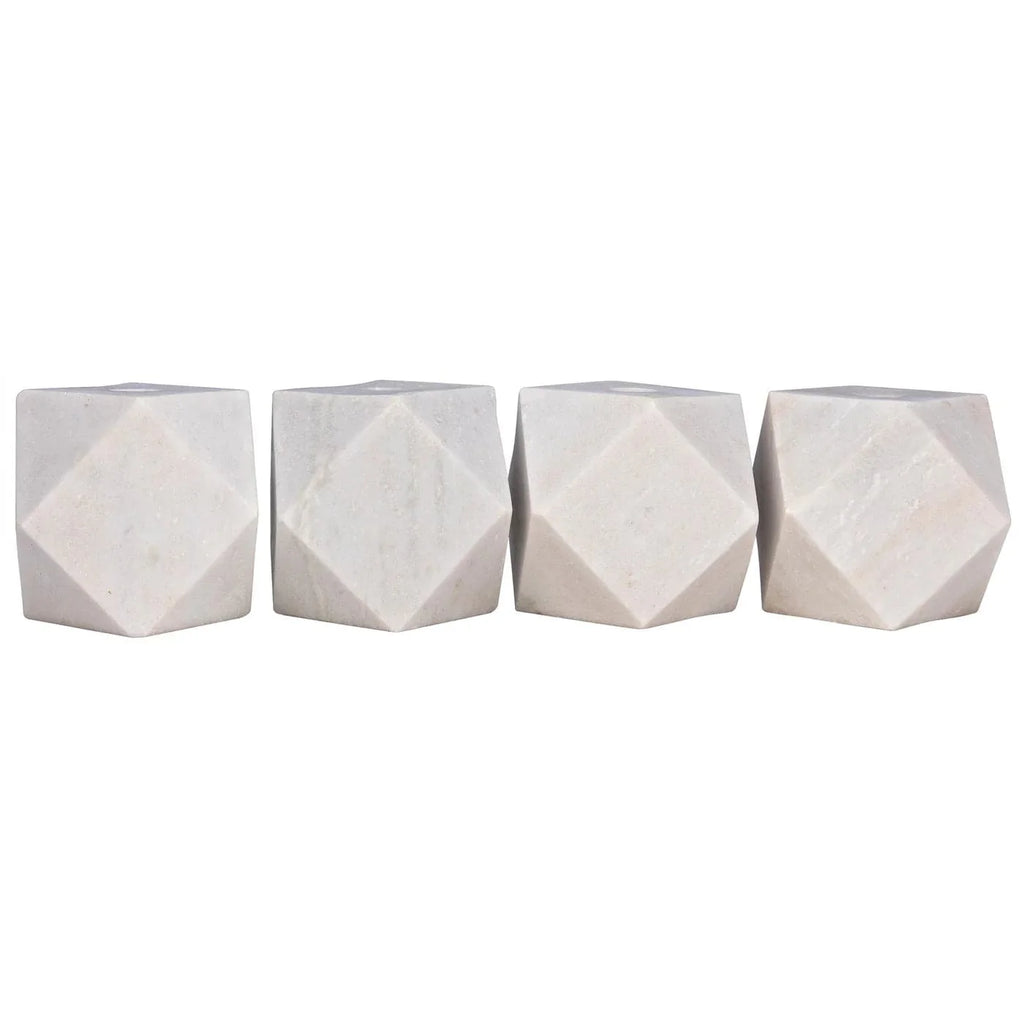 Polyhedron Decorative Candle Holder, Set of 4-Noir-NOIR-YT0717-7BL-Decorative ObjectsNight Snow Marble-1-France and Son