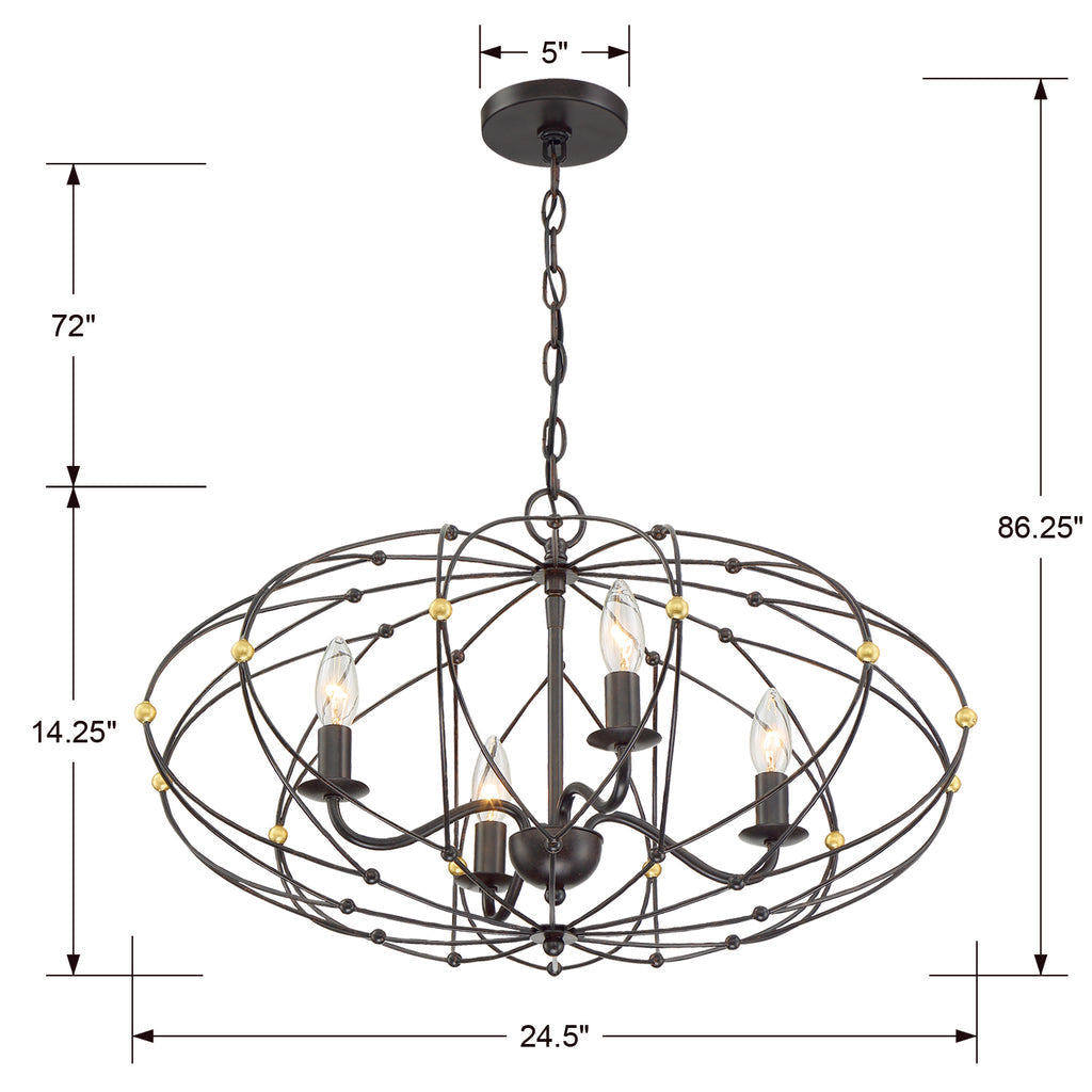 Zucca 4 Light Chandelier-Crystorama Lighting Company-CRYSTO-ZUC-A9034-EB-GA-Chandeliers-1-France and Son