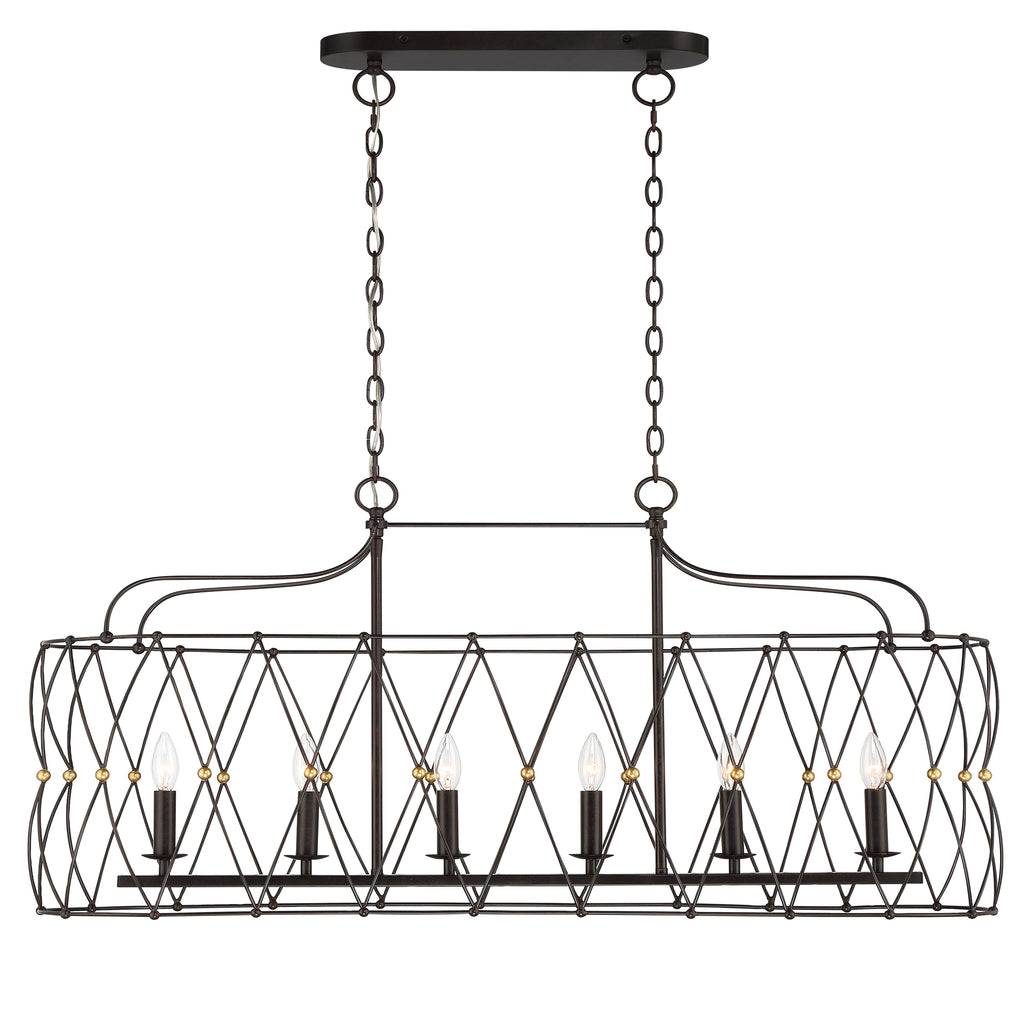 Zucca 6 Light Linear Chandelier-Crystorama Lighting Company-CRYSTO-ZUC-A9037-EB-GA-Chandeliers-1-France and Son