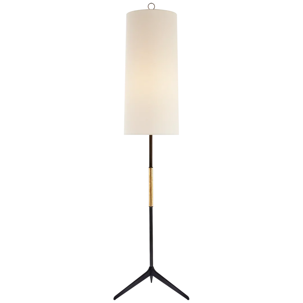 Frankfrut Floor Lamp-Visual Comfort-VISUAL-ARN 1001AI-L-Floor LampsAged Iron with Gilded Accents-Linen Shade-1-France and Son