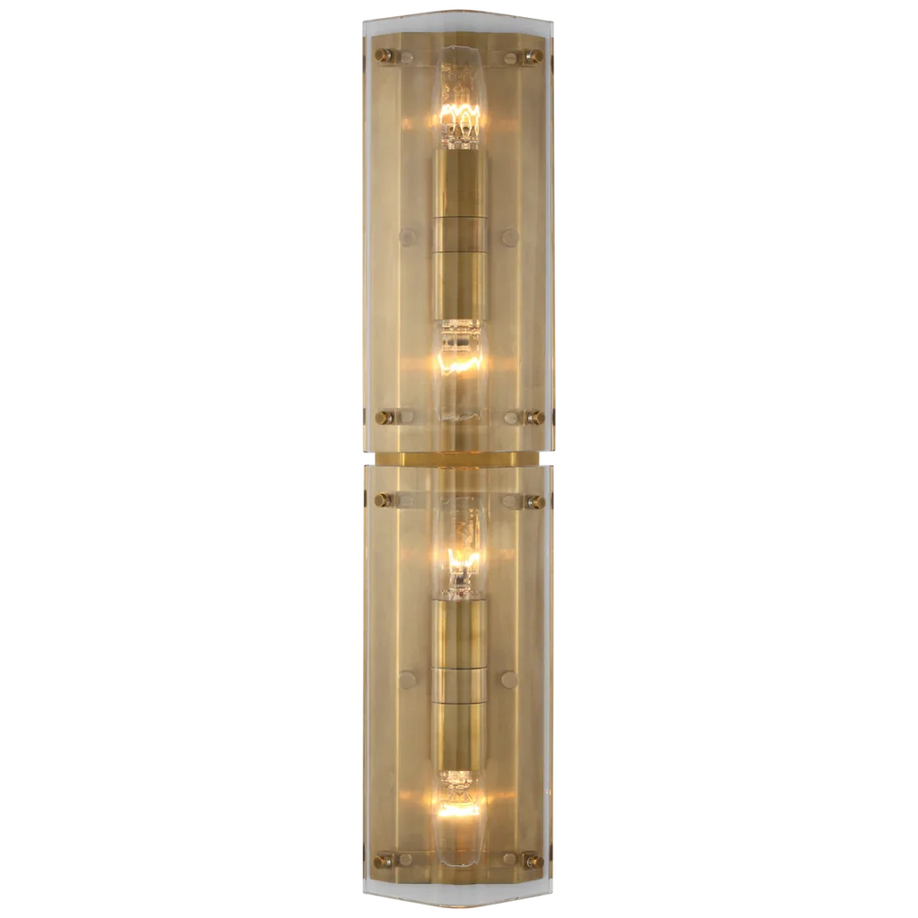 Clarkson 25" Sconce-Visual Comfort-VISUAL-ARN 2044CG/PN-Outdoor Wall SconcesCrystal and Hand-Rubbed Antique Brass-1-France and Son