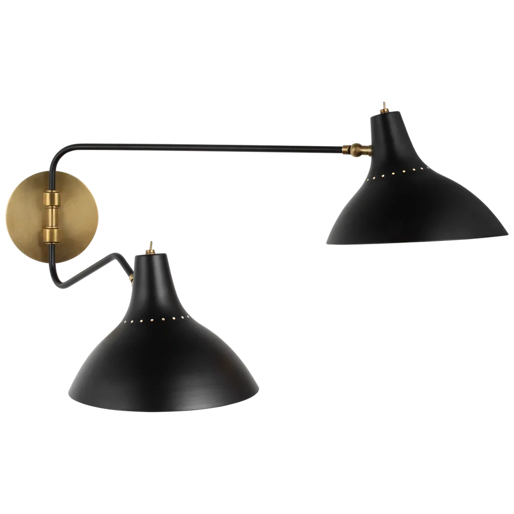 Charly Large Double Wall Light-Visual Comfort-VISUAL-ARN 2072BLK-Wall LightingBlack-1-France and Son
