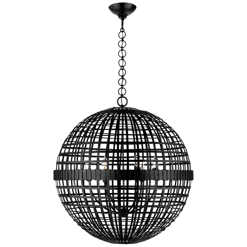 Miley Large Globe Lantern-Visual Comfort-VISUAL-ARN 5002AI-PendantsAged Iron-1-France and Son
