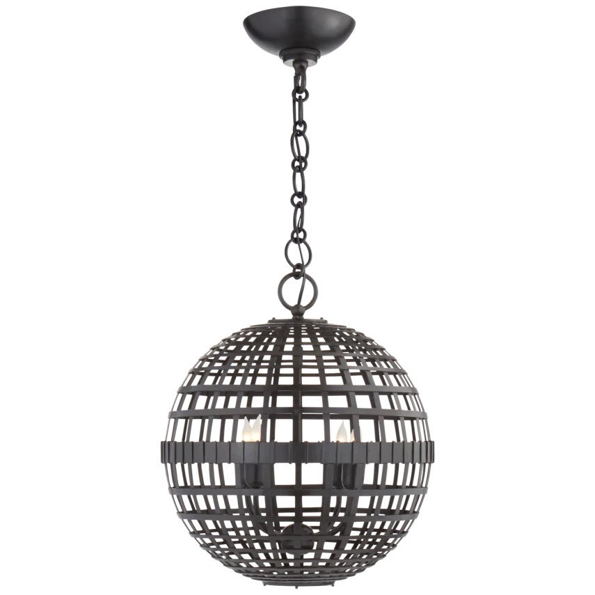Miley Small Globe Lantern-Visual Comfort-VISUAL-ARN 5003AI-PendantsAged Iron-1-France and Son