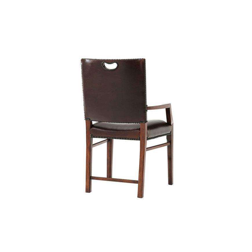 Tireless Campaign Armchair - Leather - Set of 2-Theodore Alexander-THEO-4100-906DC-Dining Chairs-1-France and Son