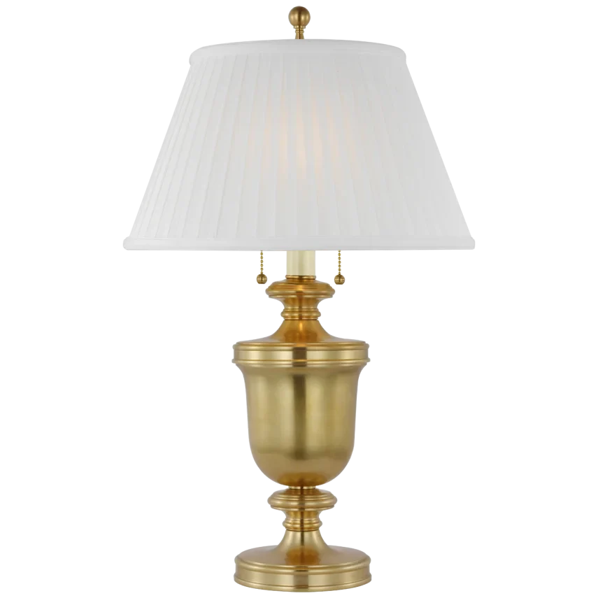 Classidy Medium Table Lamp-Visual Comfort-VISUAL-CHA 8172AB-SP-Table LampsAntique-Burnished Brass-Silk Pleat Shade-1-France and Son