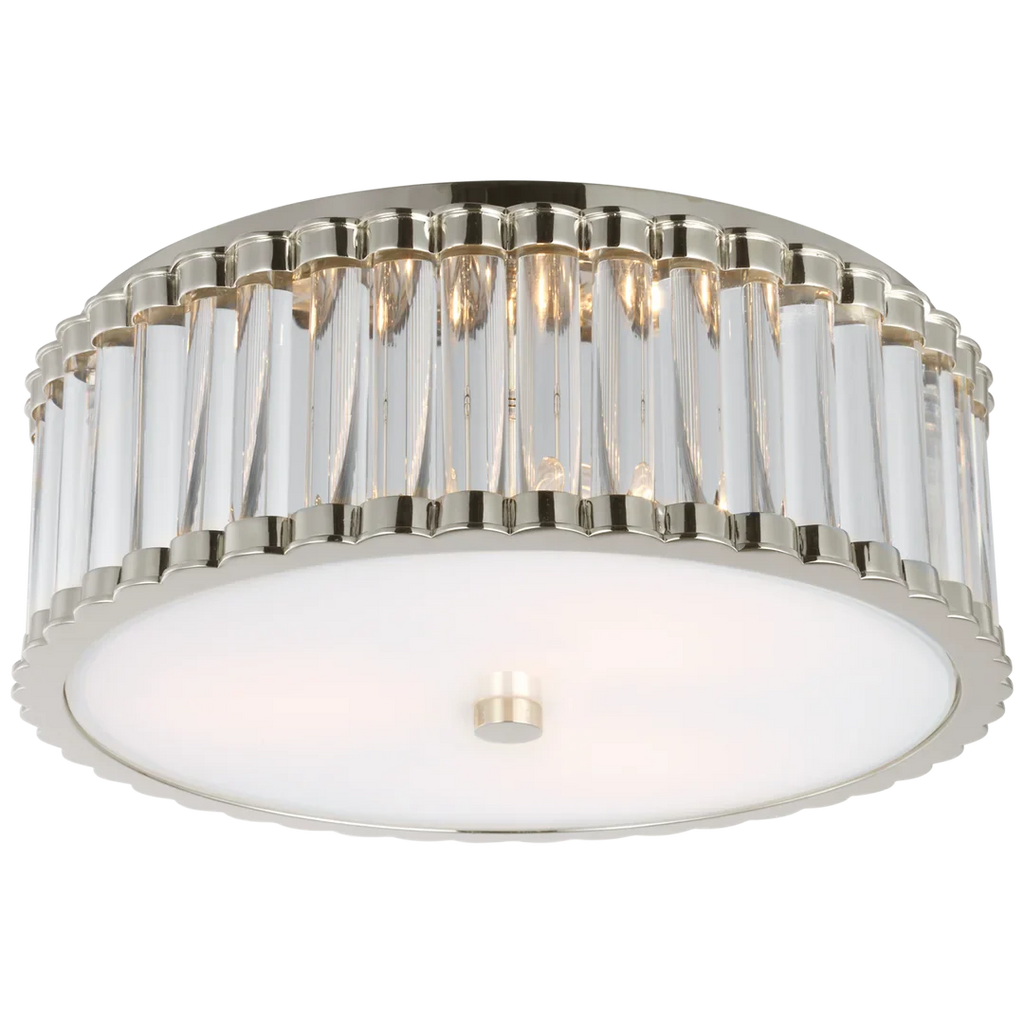 Keaner 14" Flush Mount-Visual Comfort-VISUAL-CHC 4925HAB-CG-Flush MountsHand-Rubbed Antique Brass-Clear Glass Rods and Frosted Glass Diffuser-1-France and Son