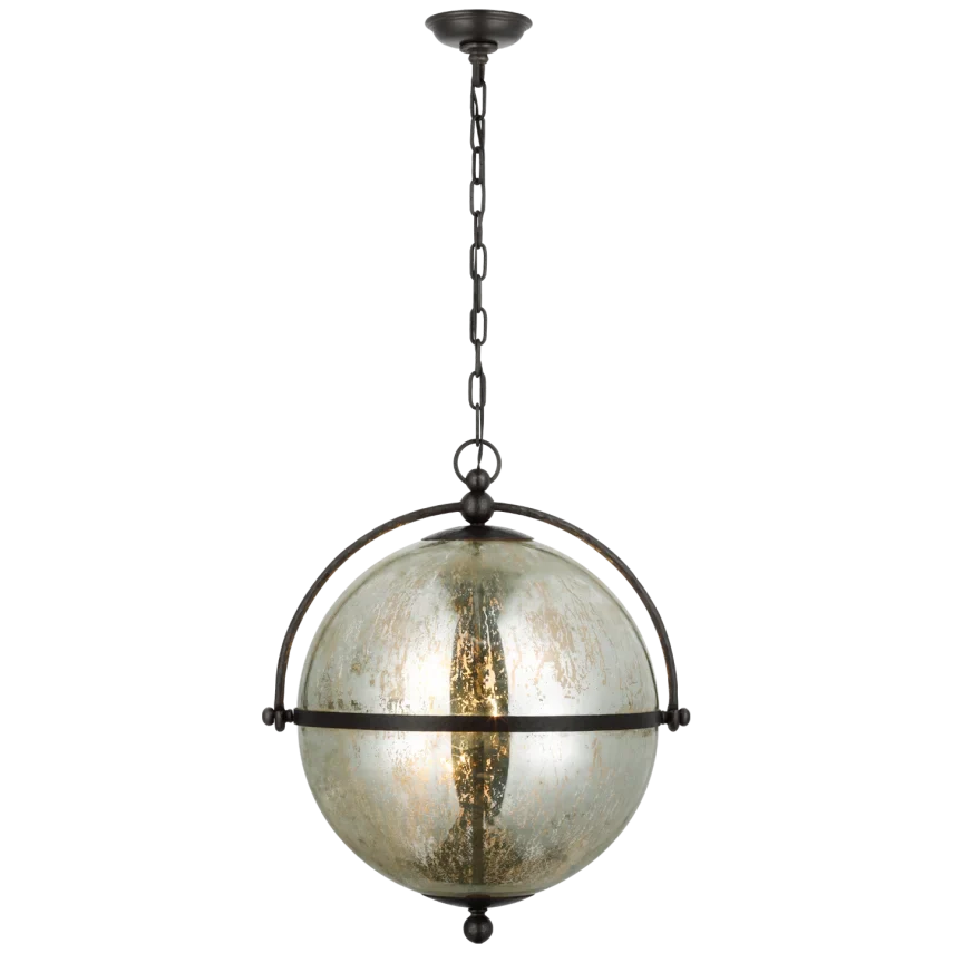Bailey XL Pendant-Visual Comfort-VISUAL-CHC 5066AI-MG-PendantsAged Iron with Antique Mercury Glass-1-France and Son