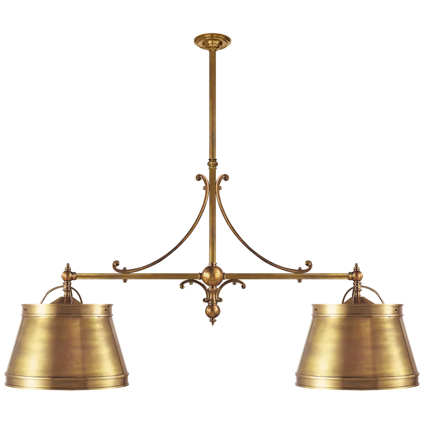 Skye Double Shop Pendant-Visual Comfort-VISUAL-CHC 5102AB-AB-PendantsAntique-Burnished Brass with Antique-Burnished Brass Shades-1-France and Son
