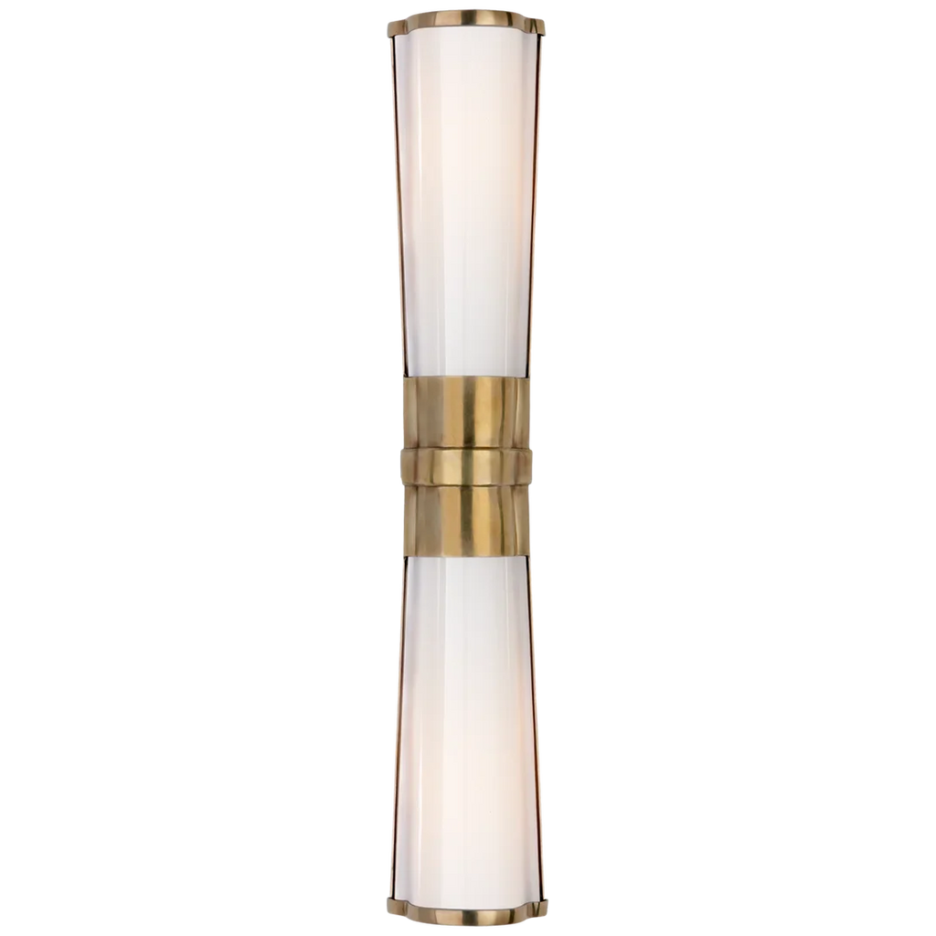 Carrie Linear Sconce-Visual Comfort-VISUAL-CHD 1563AB-WG-Wall LightingAntique-Burnished Brass-White Glass-1-France and Son