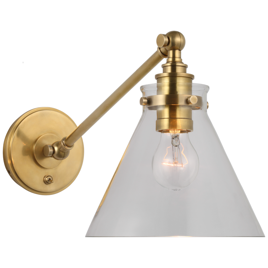 Parker Single Library Wall Light-Visual Comfort-VISUAL-CHD 2525AB-CG-PendantsAntique-Burnished Brass-Clear Glass-1-France and Son