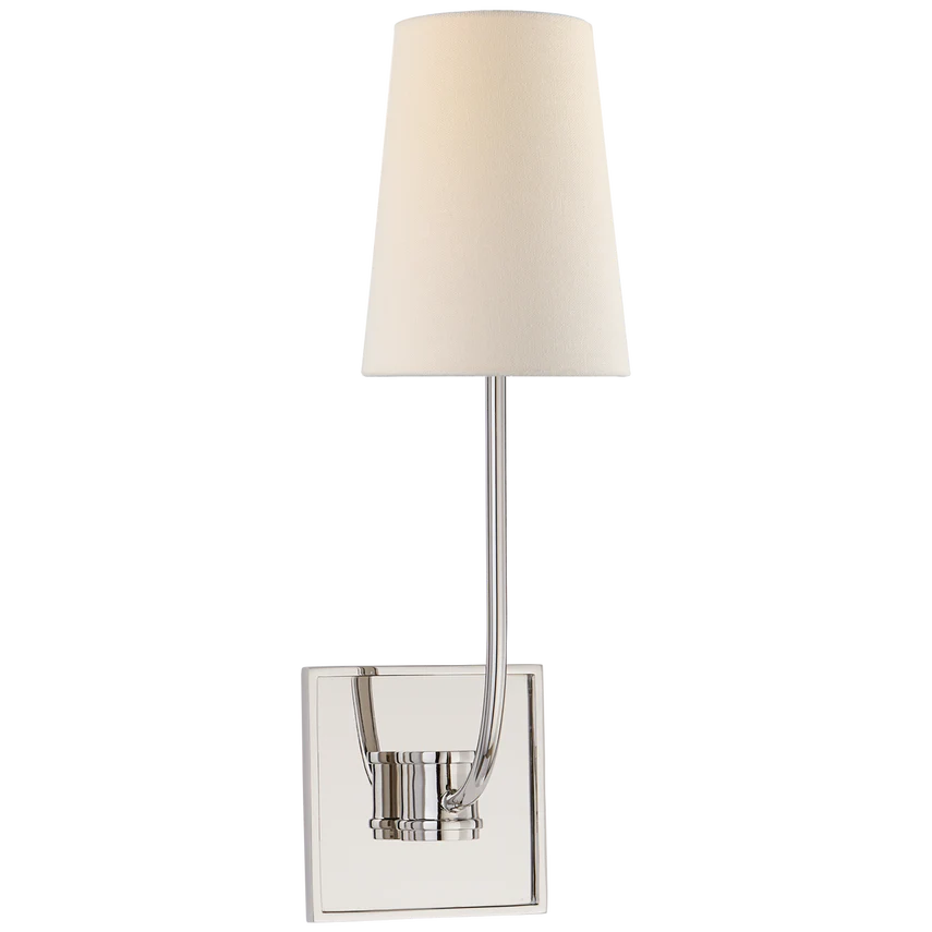 Venice Single Sconce-Visual Comfort-VISUAL-CHD 2620AB-L-Wall LightingAntique-Burnished Brass-Linen Shade-1-France and Son
