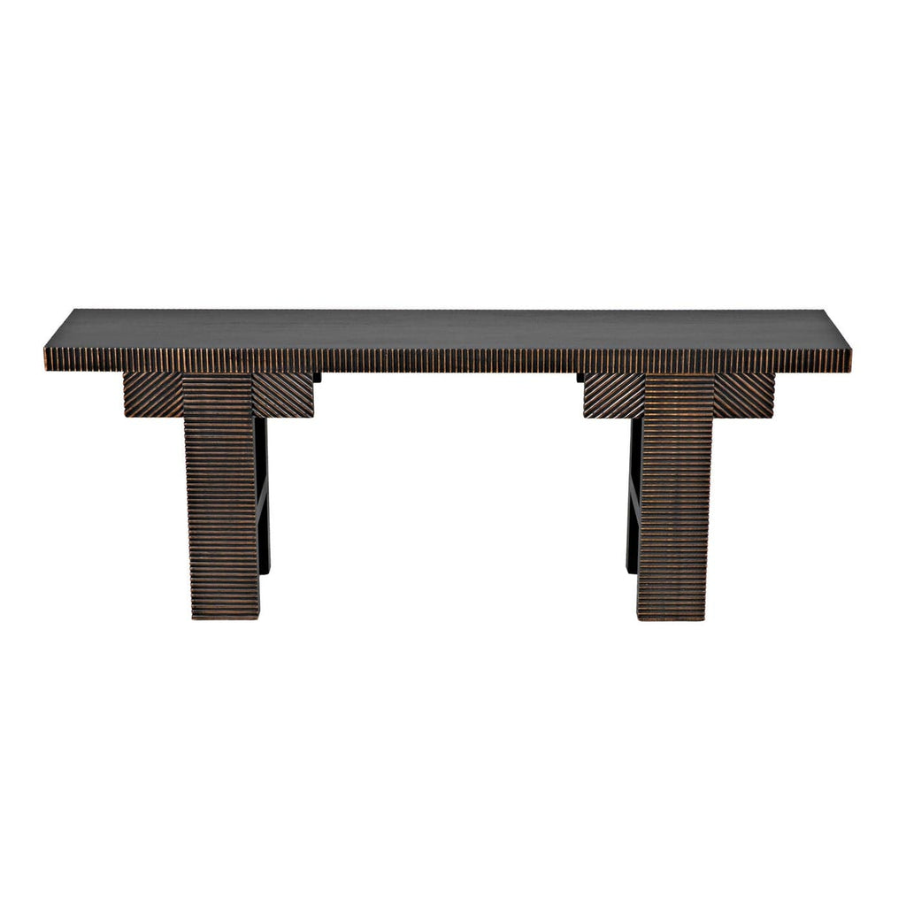 Nabu Console Hand Rubbed Black With Light Brown Trim-Noir-NOIR-GCON387HB-Console Tables-1-France and Son