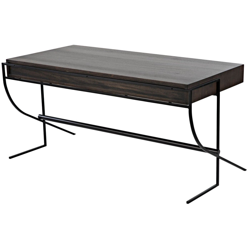 Frank Desk - Ebony Walnut With Steel-Noir-NOIR-GDES181EB-Desks-1-France and Son