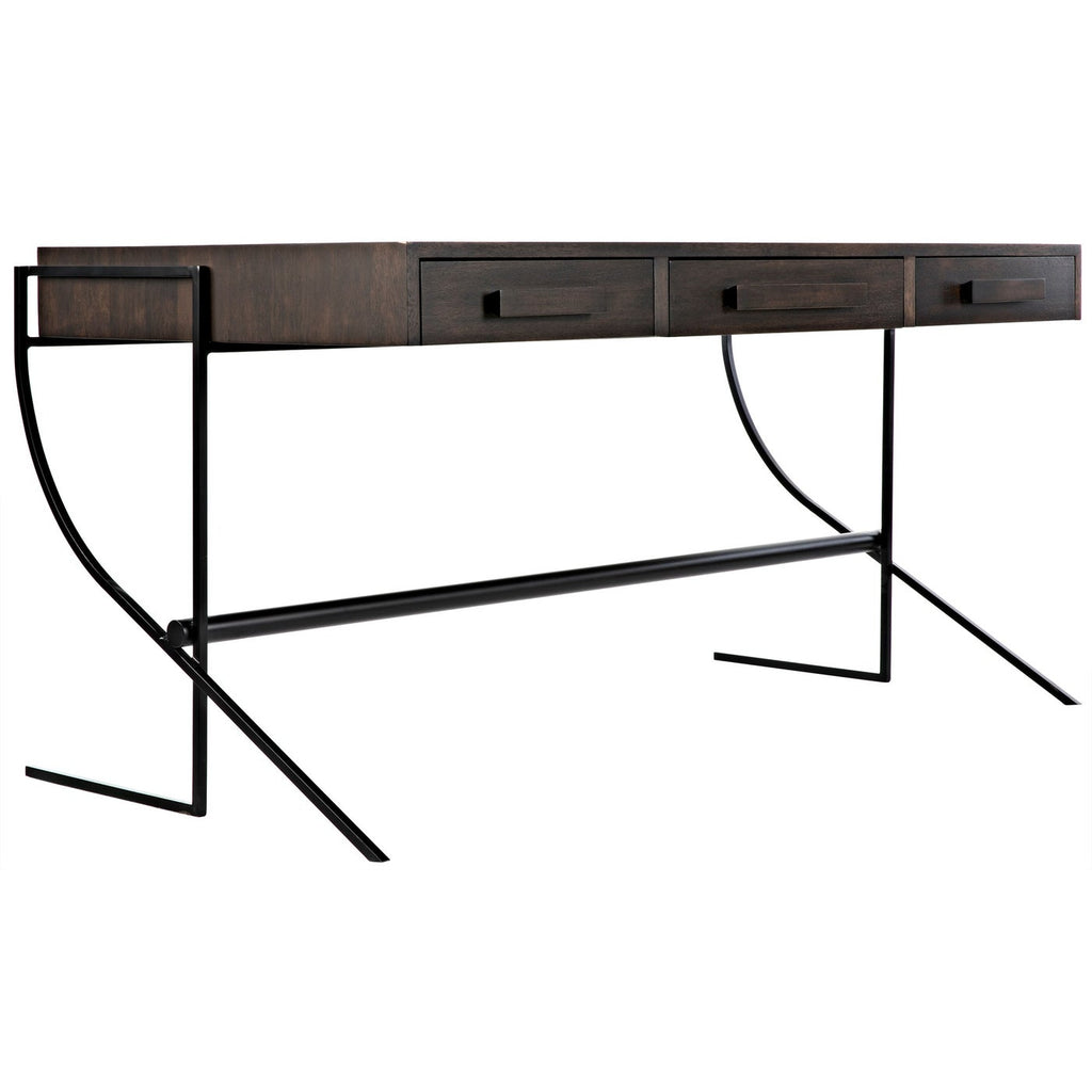 Frank Desk - Ebony Walnut With Steel-Noir-NOIR-GDES181EB-Desks-1-France and Son