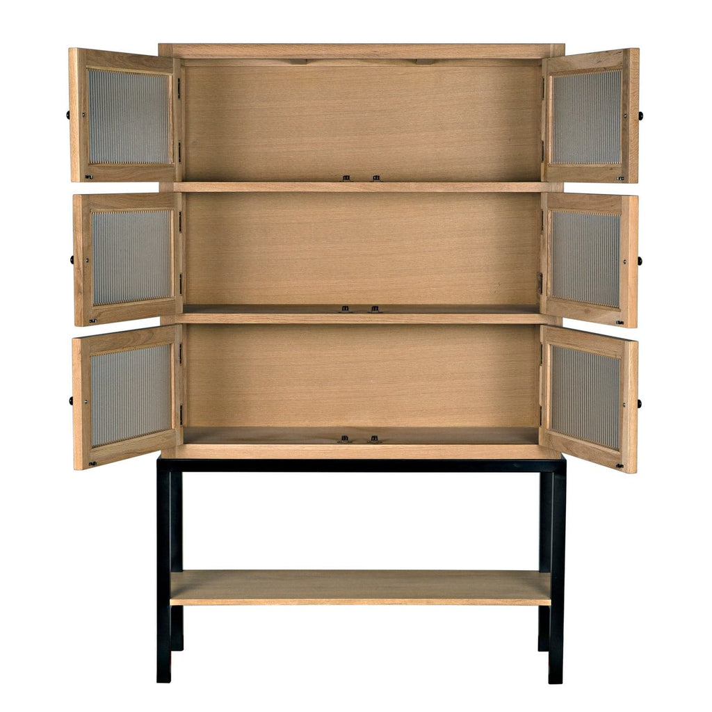 Darien Hutch, White Oak w/Metal-Noir-NOIR-GHUT160WO-Bookcases & Cabinets-1-France and Son