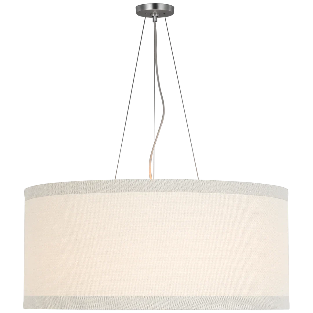 Winona Large Hanging Shade-Visual Comfort-VISUAL-KS 5079BSL-L-PendantsBurnished Silver Leaf - Cream Linen Shade-1-France and Son