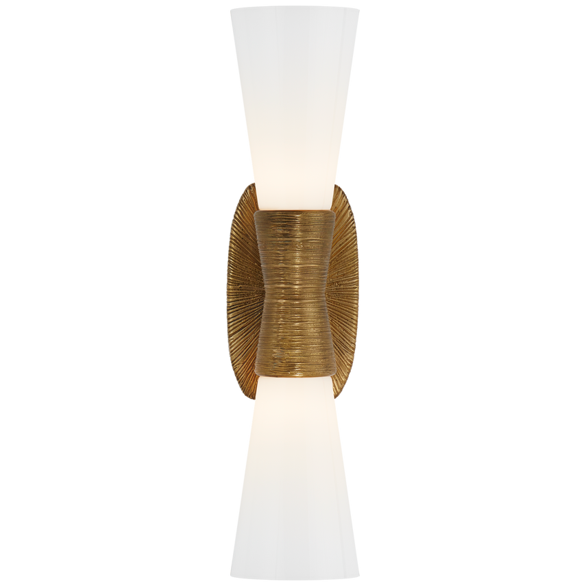 Udine Small Double Bath Sconce-Visual Comfort-VISUAL-KW 2047AI-WG-Wall LightingAged Iron / White Glass-1-France and Son