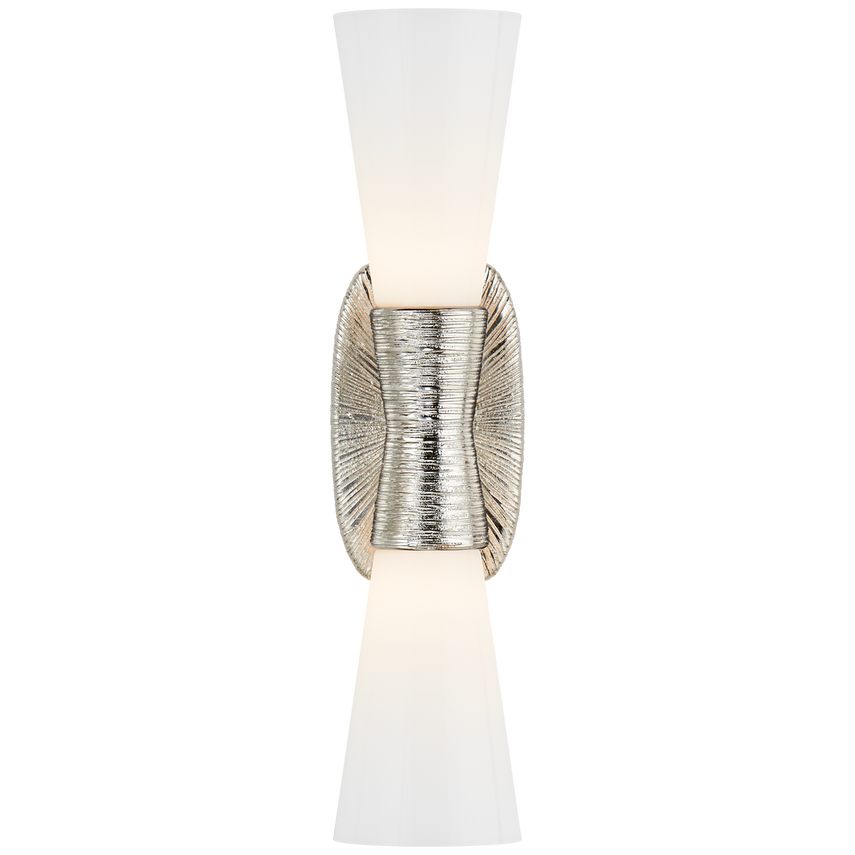 Udine Small Double Bath Sconce-Visual Comfort-VISUAL-KW 2047AI-WG-Wall LightingAged Iron / White Glass-1-France and Son