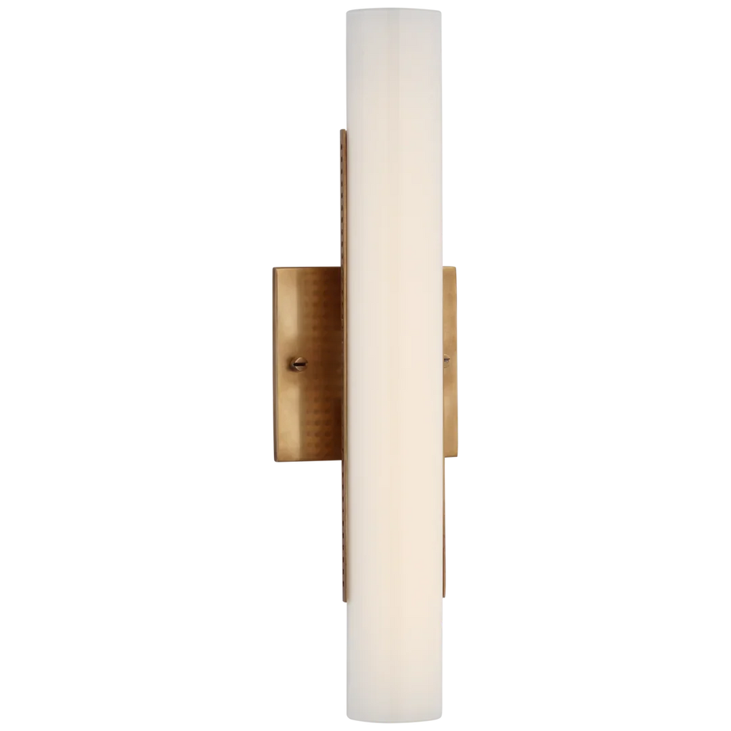 Peter 15" Bath Light-Visual Comfort-VISUAL-KW 2222AB-WG-Bathroom LightingAntique-Burnished Brass-White Glass-1-France and Son
