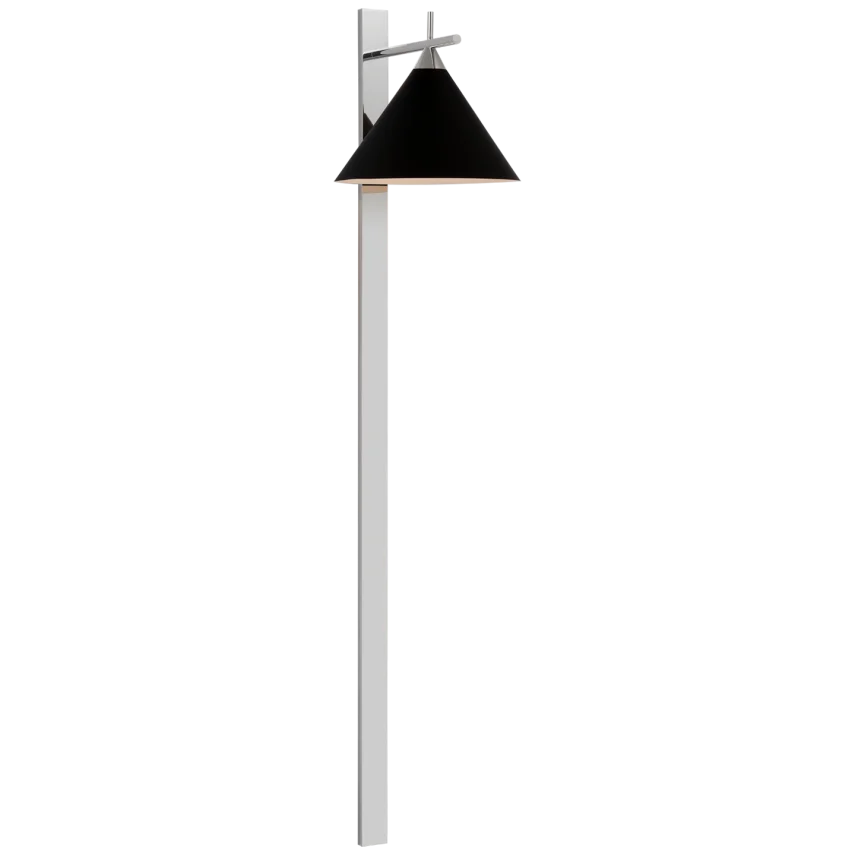 Clera 56" Statement Sconce-Visual Comfort-VISUAL-KW 2412AB-BLK-Outdoor Post LanternsAntique-Burnished Brass-Matte Black Shade-1-France and Son