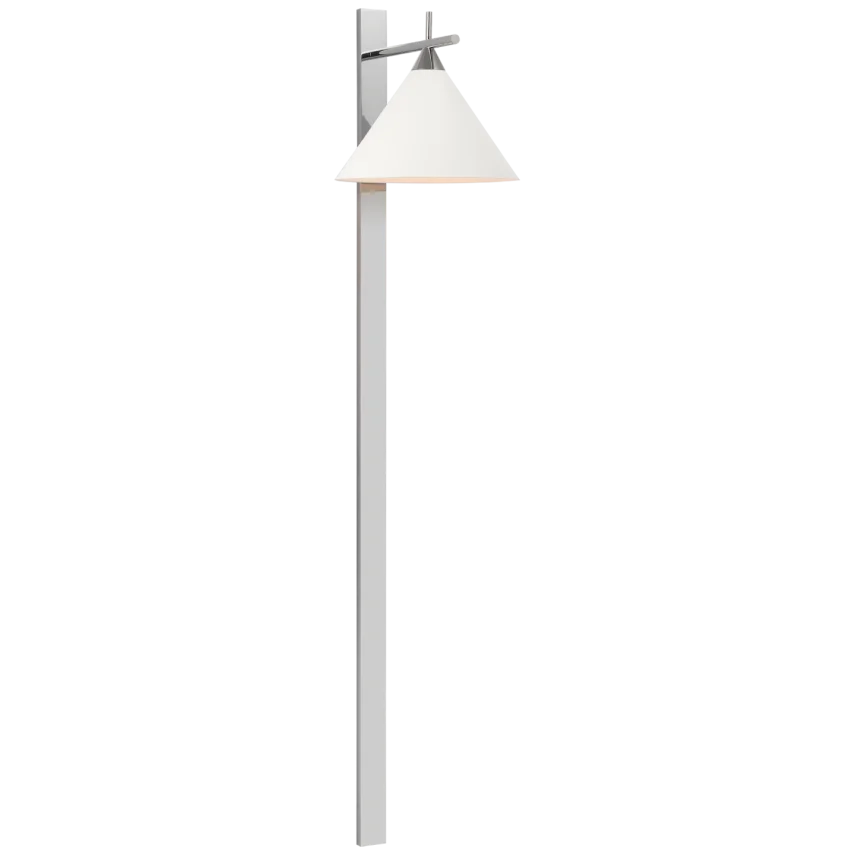 Clera 56" Statement Sconce-Visual Comfort-VISUAL-KW 2412AB-BLK-Outdoor Post LanternsAntique-Burnished Brass-Matte Black Shade-1-France and Son