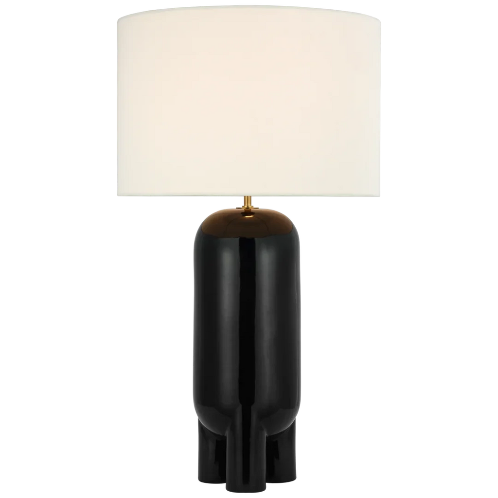 Charlene Large Table Lamp-Visual Comfort-VISUAL-KW 3664BLK-L-Table LampsMatte Black-Linen Shade-1-France and Son