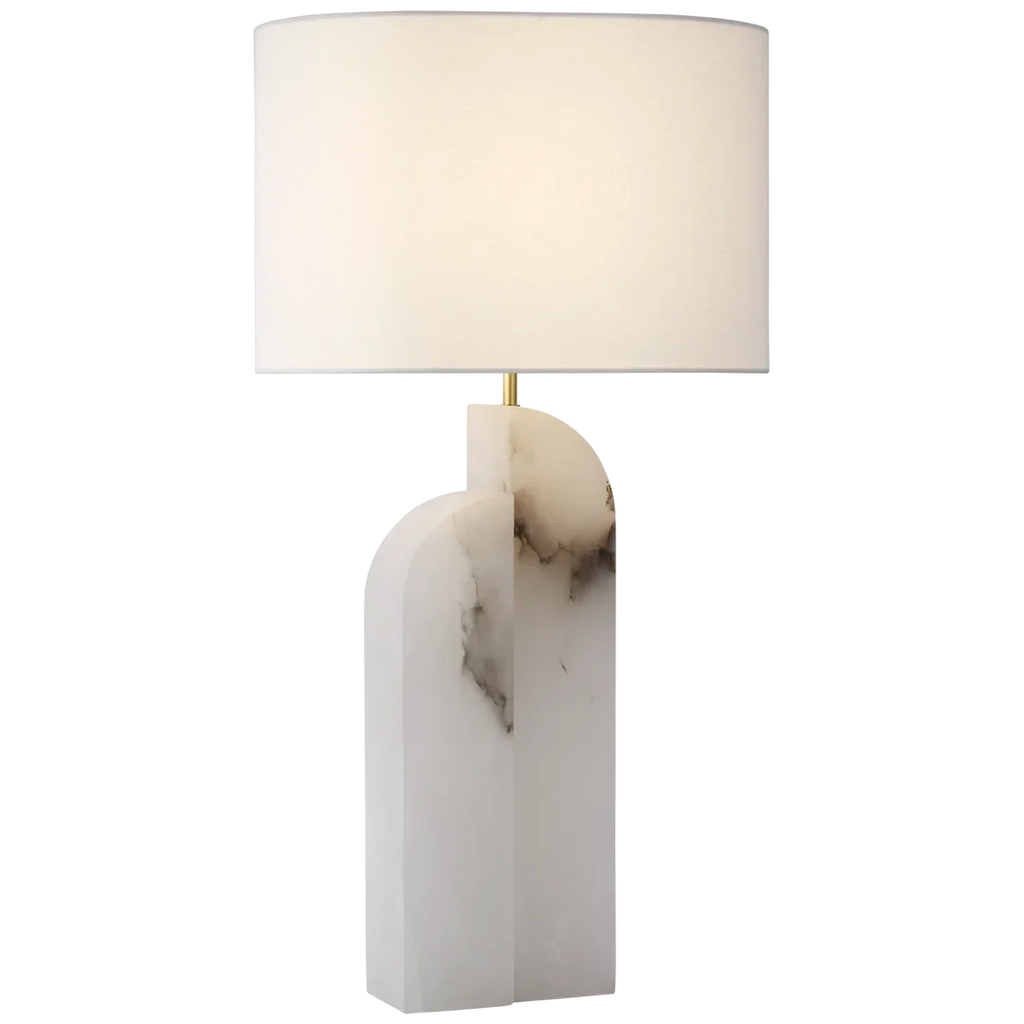 Savoy Large Table Lamp-Visual Comfort-VISUAL-KW 3930ALB-L-Table LampsLeft - Alabaster-Linen Shades-1-France and Son