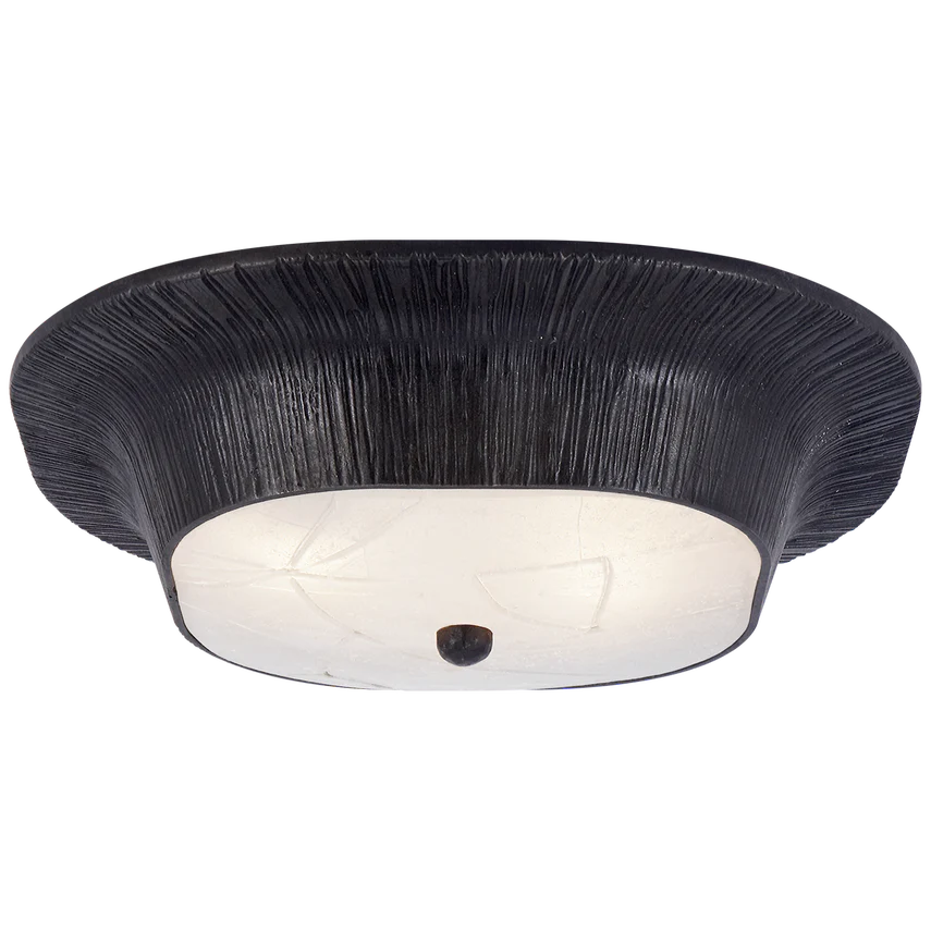 Uropia Round Flush Mount-Visual Comfort-VISUAL-KW 4050AI-FR-Flush MountsAged Iron-Fractured Glass-1-France and Son