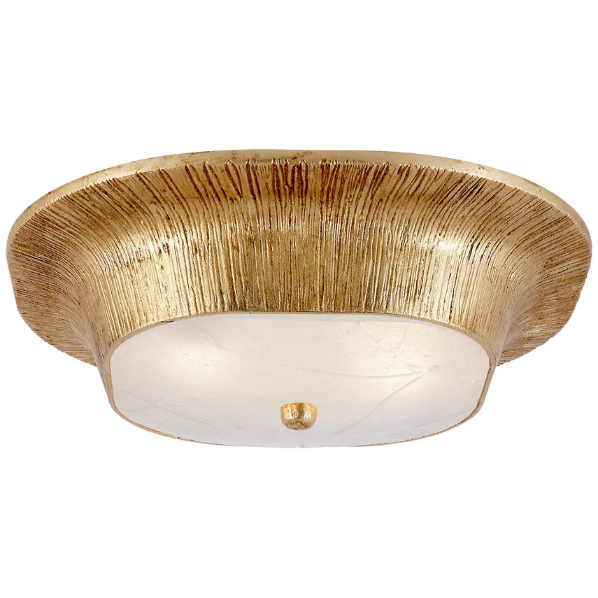 Uropia Round Flush Mount-Visual Comfort-VISUAL-KW 4050AI-FR-Flush MountsAged Iron-Fractured Glass-1-France and Son