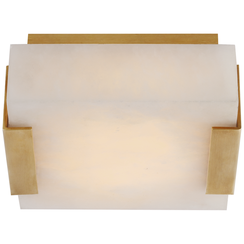 Corla Low Clip Solitaire Flush Mount-Visual Comfort-VISUAL-KW 4110AB-ALB-Flush MountsAntique-Burnished Brass/Alabaster-1-France and Son