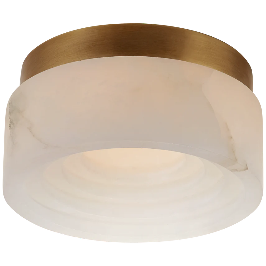 Ottana 5" Solitaire Flush Mount-Visual Comfort-VISUAL-KW 4900AB-ALB-Flush MountsAntique-Burnished Brass-Alabaster Shade-1-France and Son