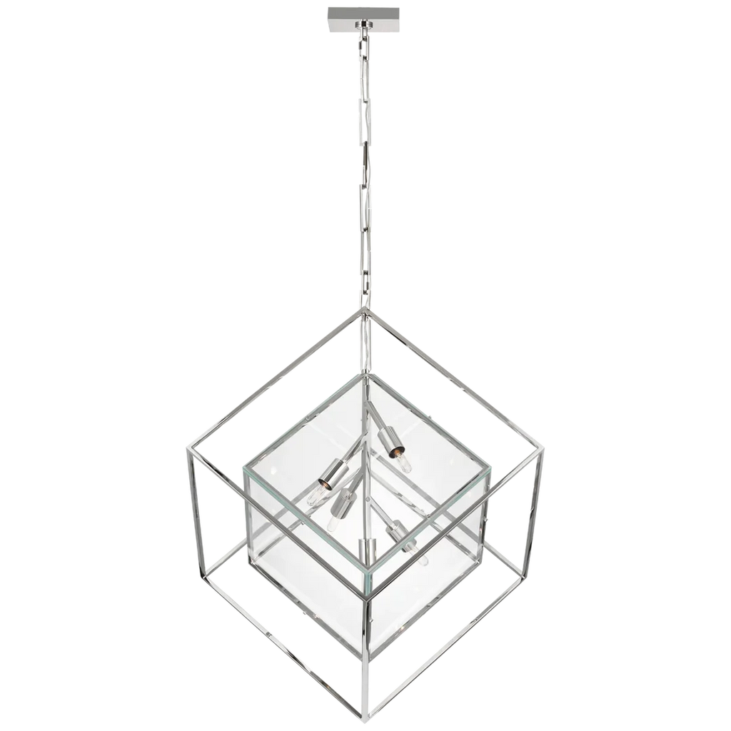 Cube X-Large Pendant-Visual Comfort-VISUAL-KW 5025PN-CG-PendantsPolished Nickel-Clear Glass-1-France and Son