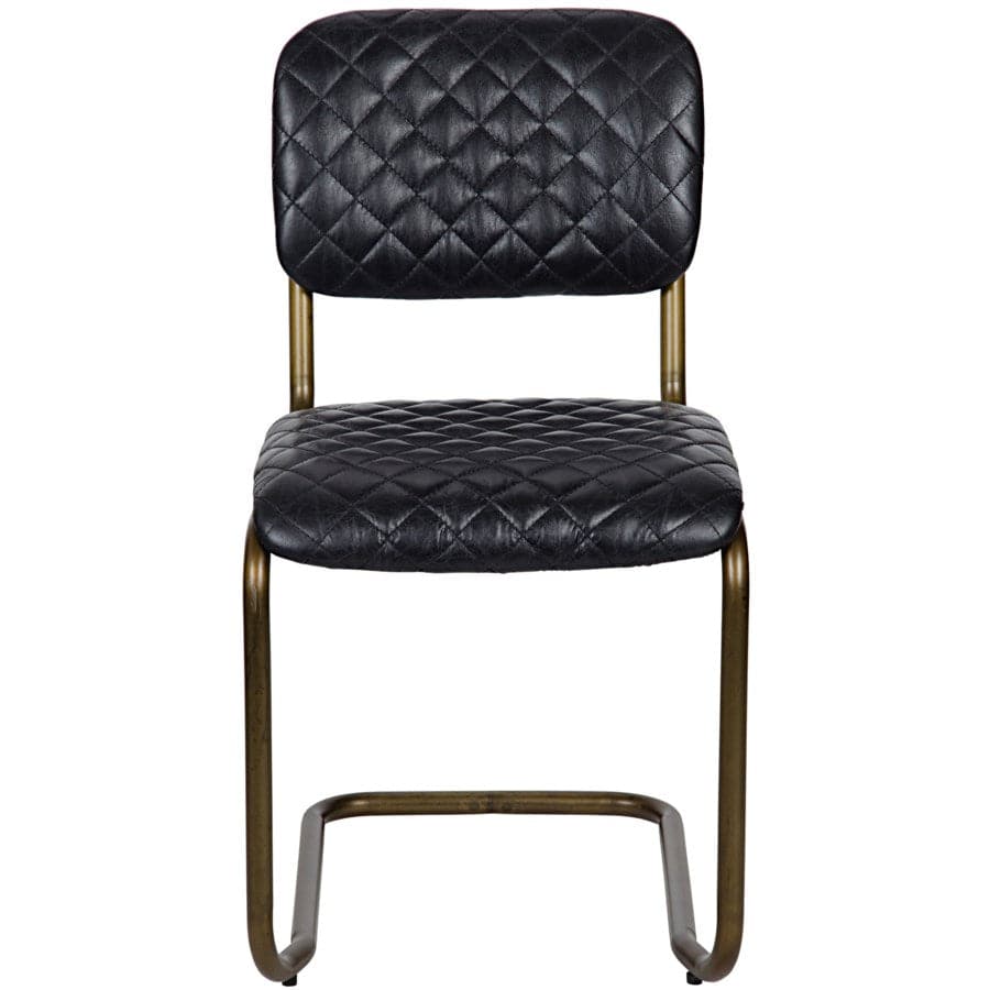 0037 Dining Chair, Metal and Leather-Noir-NOIR-LEA-C0037B-Dining Chairs-1-France and Son