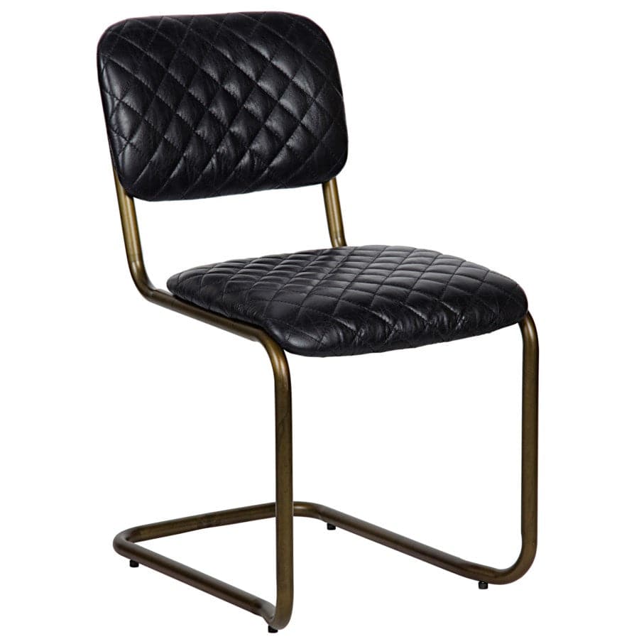 0037 Dining Chair, Metal and Leather-Noir-NOIR-LEA-C0037B-Dining Chairs-1-France and Son