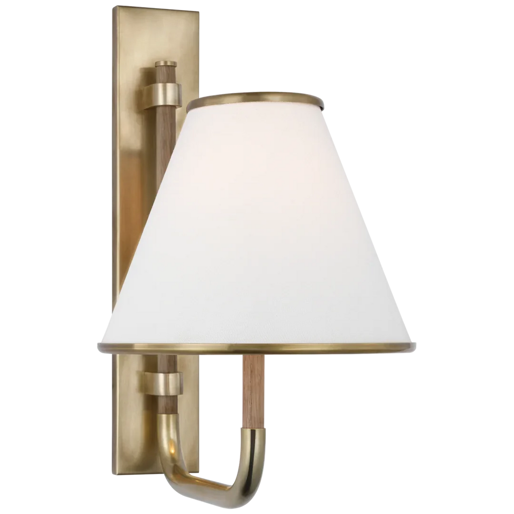 Rizby Small Sconce-Visual Comfort-VISUAL-MF 2055PN/EB-L-Wall LightingPolished Nickel and Ebony-Linen Shade-1-France and Son