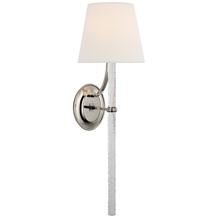 Abby XL Sconce-Visual Comfort-VISUAL-MF 2326BZ/CWG-L-Wall LightingBronze and Clear Wavy Glass with Linen Shade-1-France and Son
