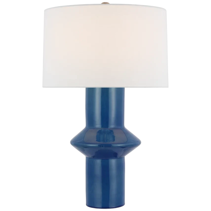 Max Medium Table Lamp-Visual Comfort-VISUAL-PCD 3602AQC-L-Table LampsAqua Crackle-Linen Shade-1-France and Son