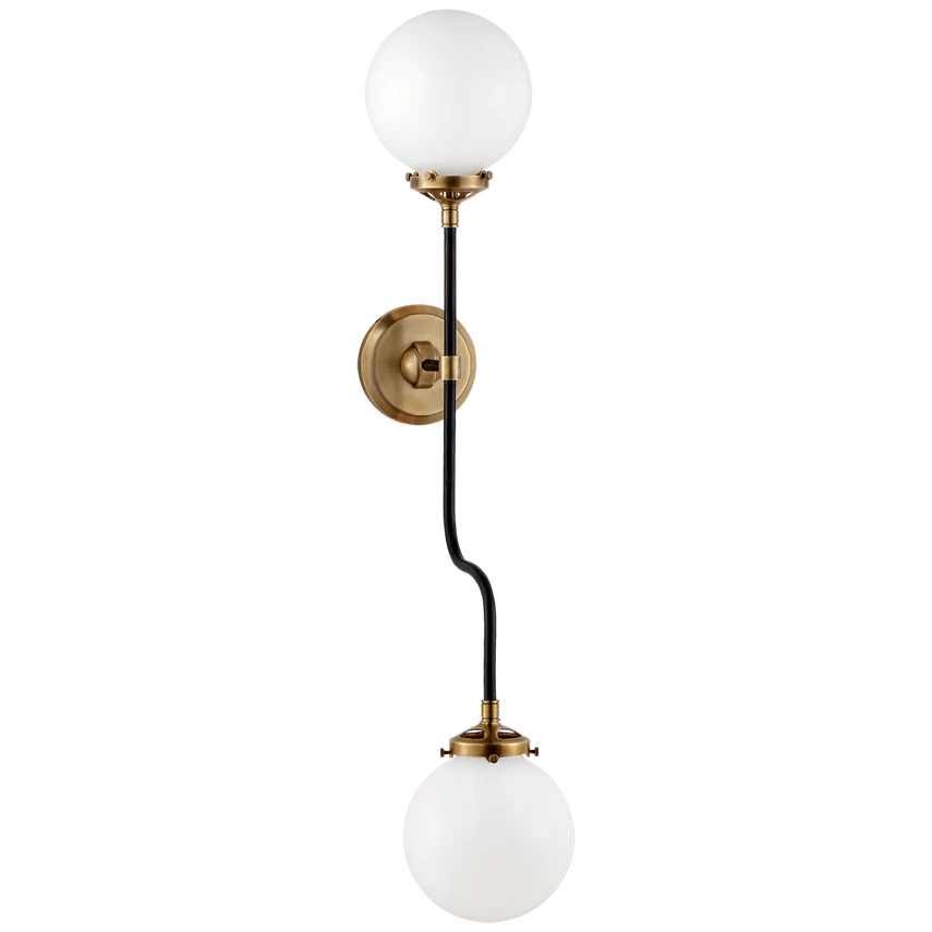 Bijou Double Wall Sconce-Visual Comfort-VISUAL-S 2022HAB-WG-Wall LightingHand-Rubbed Antique Brass-1-France and Son