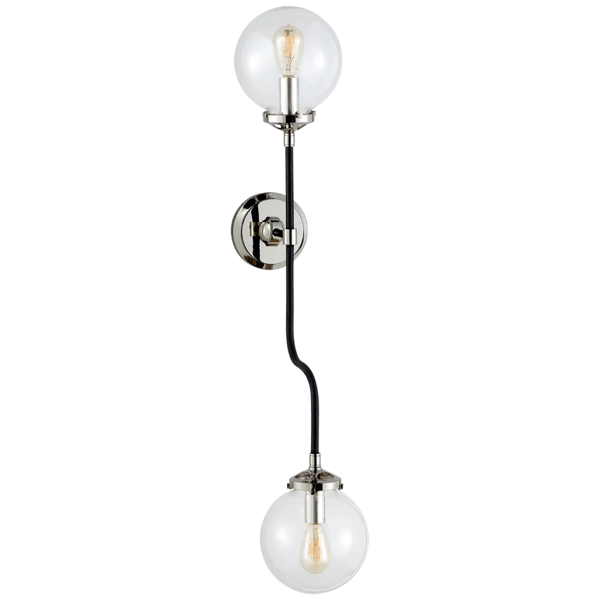 Bijou Double Wall Sconce-Visual Comfort-VISUAL-S 2022HAB-WG-Wall LightingHand-Rubbed Antique Brass-1-France and Son