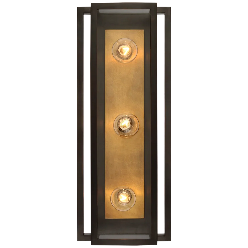 Halley 18" Vanity Light-Visual Comfort-VISUAL-S 2202BZ/HAB-CG-Bathroom LightingBronze and Hand-Rubbed Antique Brass-Clear Glass-1-France and Son