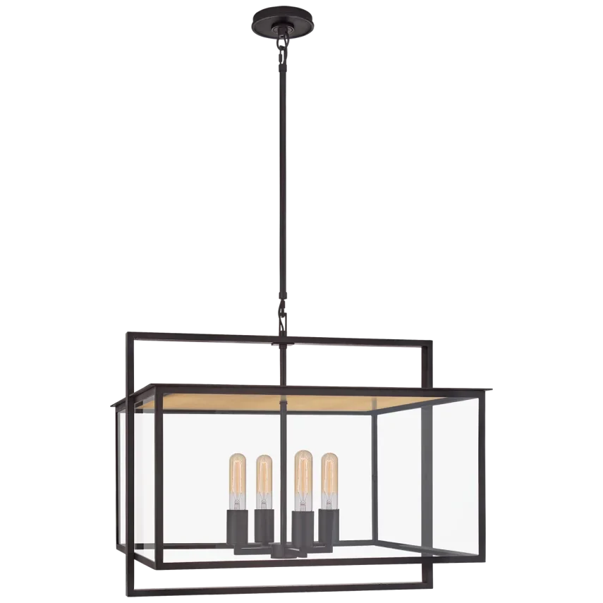 Hanny Wide Hanging Lantern-Visual Comfort-VISUAL-S 5797AI-CG-Outdoor Lanterns-1-France and Son
