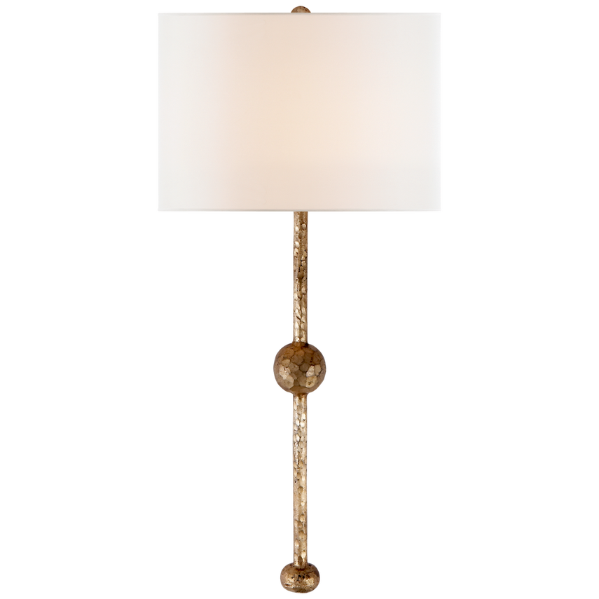 Carry Rail Sconce-Visual Comfort-VISUAL-SK 2263AI-L-Wall LightingAged Iron/Linen Shade-1-France and Son