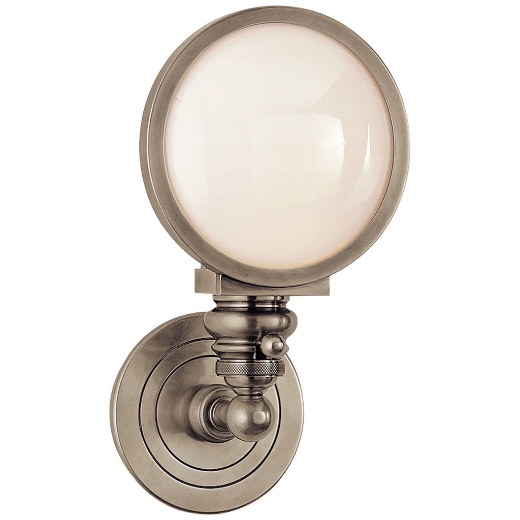 Brighton Head Light Sconce-Visual Comfort-VISUAL-SL 2935AN-WG-Wall LightingAntique Nickel-White Glass-1-France and Son